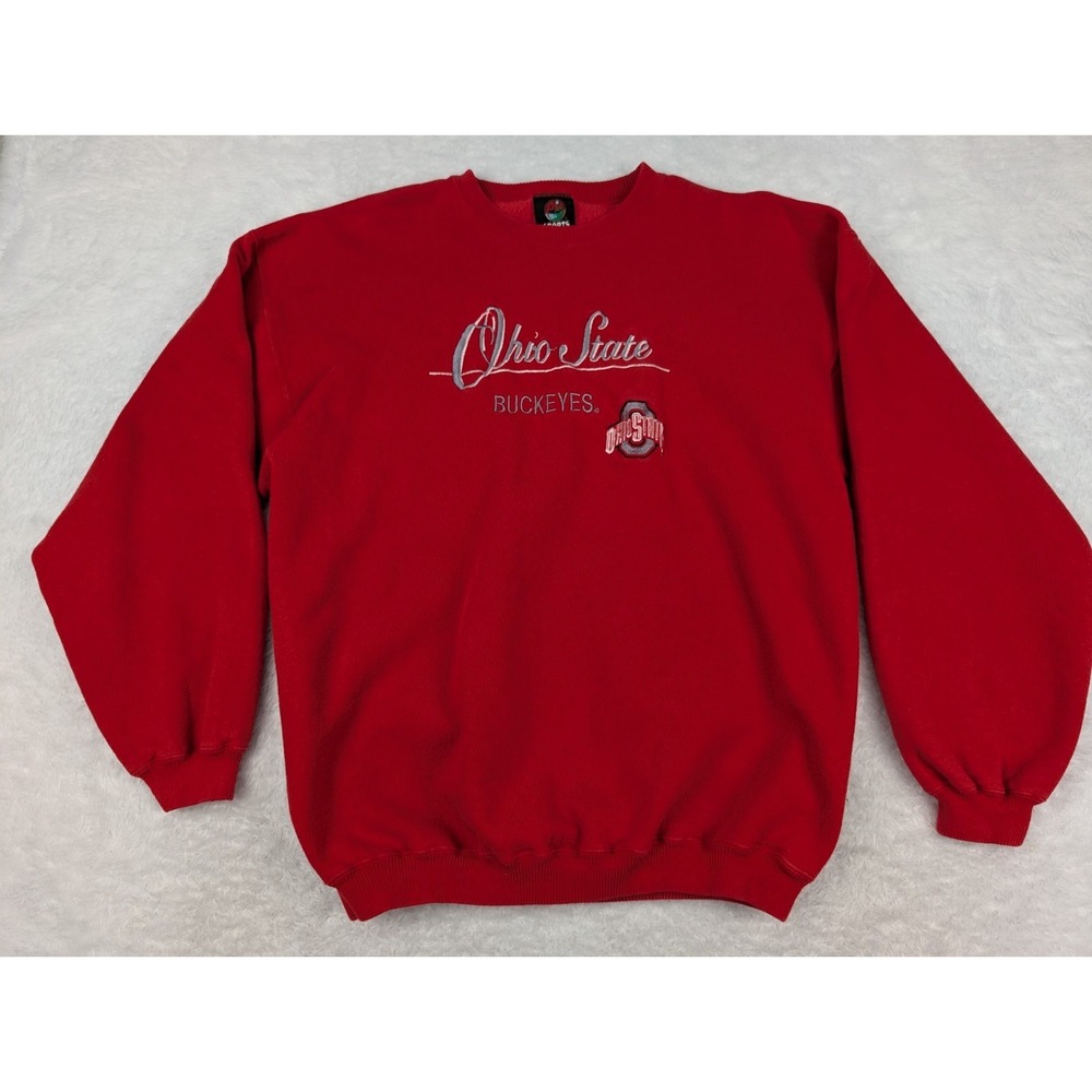 VTG PM Sports Ohio State Buckeyes Sweatshirt Size L Red Crew Made In USA *Read